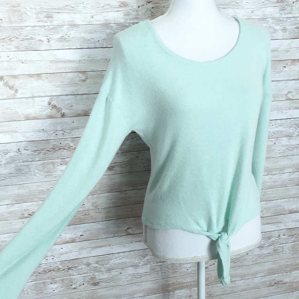 Crave Fame Tie Front Top M Lattice Back Mint Green 905 - Picture 3 of 7
